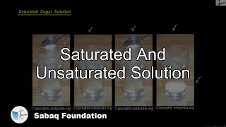 Saturated And Unsaturated Solution