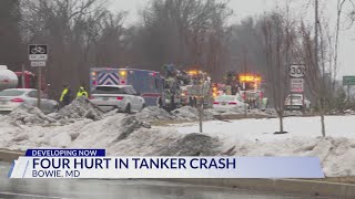 Teen ejected, 3 others hurt in crash involving tanker truck on Crain Highway