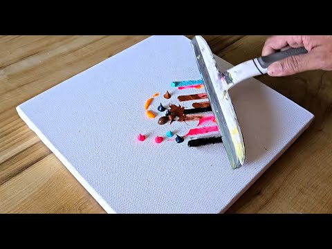 Easy Acrylic Painting Technique / Using Window Wiper / Abstract Painting