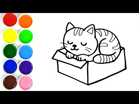 ¡Cómo dibujar un lindo gato en una caja paso a paso!