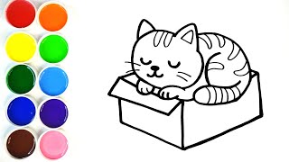 ¡Cómo dibujar un lindo gato en una caja paso a paso!