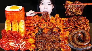 ASMR MUKBANG| 직접 만든 불닭 짜장 버섯 양념치킨 소세지 먹방 & 레시피 FIRE BLACK BEAN MUSHROOMS AND SEASONED CHICKEN EATING
