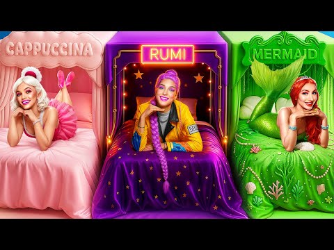 K-Pop Demon Hunters Room Makeover Challenge! Rumi vs Mermaid vs Ballerina Cappuccino in Real Life!