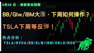 6.28:Tsla下周等反弹！BB/Glw/IBM大涨，下周如何操作？翻倍版块是哪支？热点 Tsla/Nvda/BB/Glw/IBM/OKlo/Nok/MRNA/RBLX