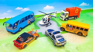 Toy Police Helicopter Rescues Little Boy with puppy - Cartoon for Kids
