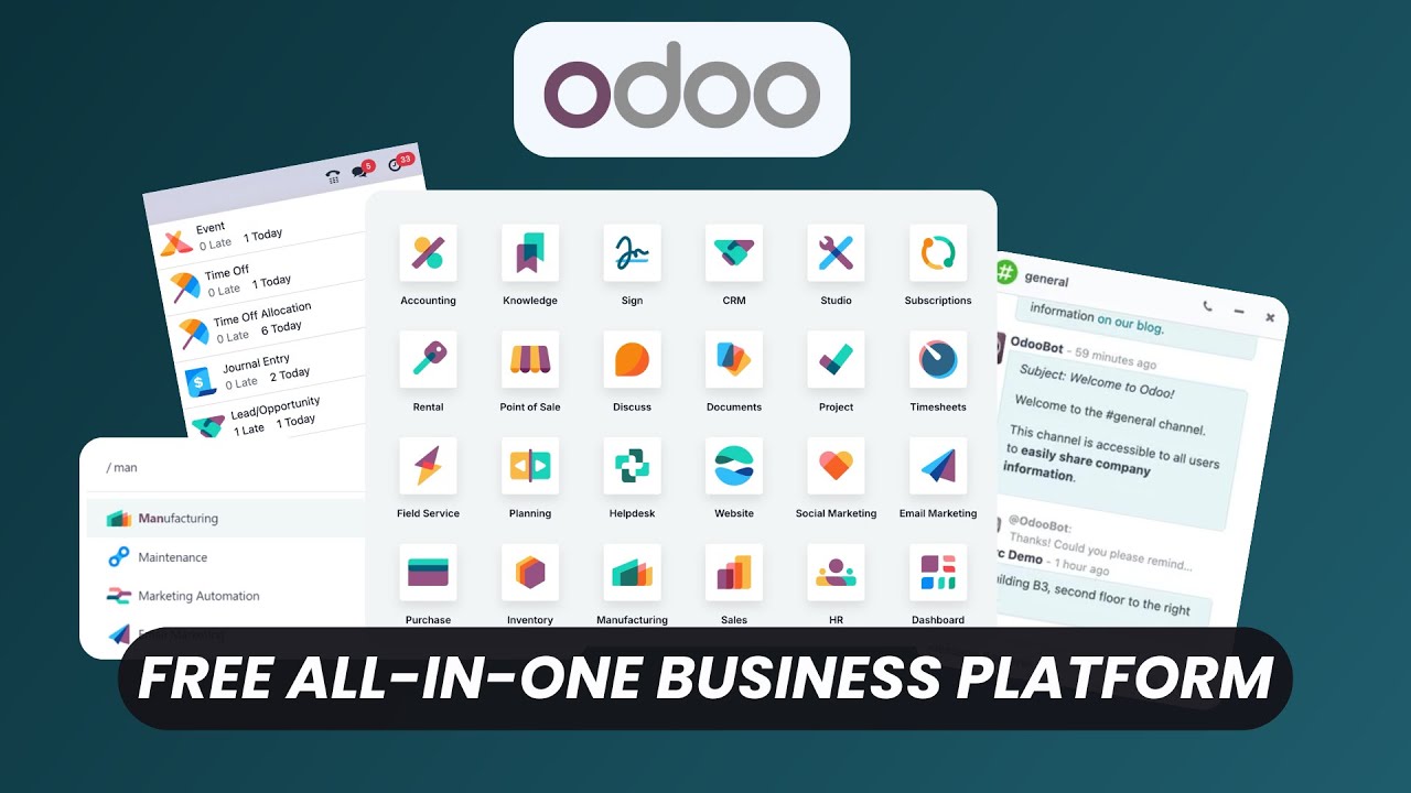 Odoo: Free Open Source Unified Business Apps (ERP, CRM, ...) | 25.04.2025

Discover Odoo, a free open-source platform to run your business in one place. From accounting to CRM, ERP, signing solution, ...
