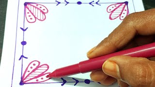 How to make simple Project Border/doodle corner/greetingcard/note book design/Rangoli border design