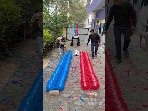 Brother vs sister red vs blue popping pop balloons flip Ludo roll steel ball win chips 53349#shorts