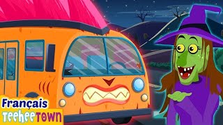 🚌💀 Les roues du bus squelette 🎃 | Chanson effrayante de Teehee Ville