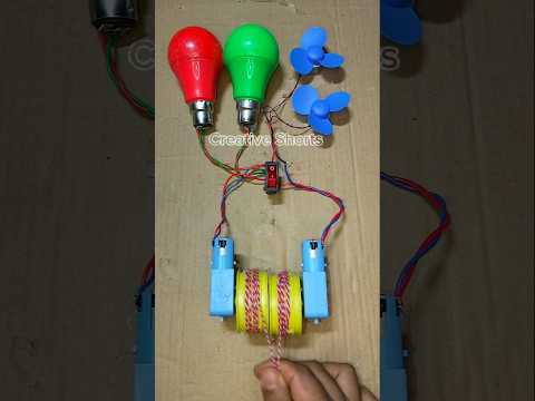 Powering DC Fan Motor and LED Light With Two Metal Gear Motor _ DC Motor #dcmotor #tech #shorts