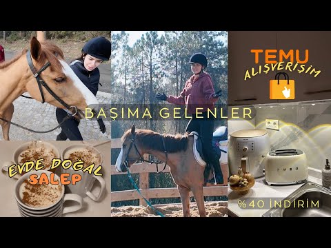 AKSİLİKLERLE  DOLU OCAK VLOGU.. TEMU alışverişim, AT Binme, %40 İndirim, İlk Kez Doğal Salep Yaptım