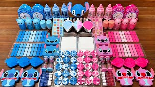 Mixing Slime With Blue vs Pink Stitch Toys! So Satisfying #57