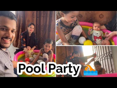 Hayat Ki First Pool Party 🏊🏼 Dono Behno Ki Pool Enjoyment 😅 Hayat Nahate Hove So Gi 😄 New Technology