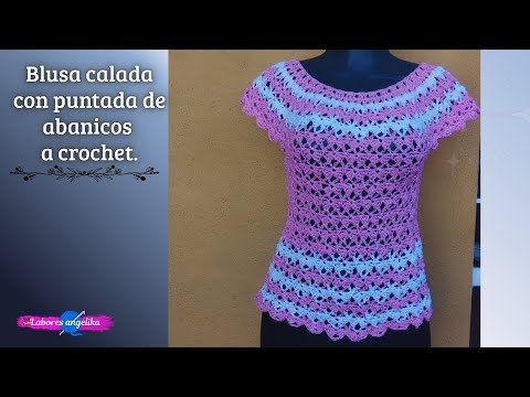 Blusa calada con puntada de abanicos  a crochet #crochet #tutorial #shorts