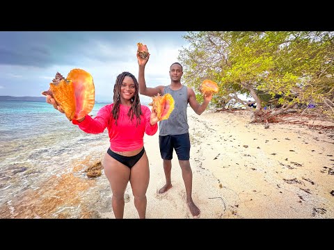 Coastal Foraging And Spearfishing For Food On Remote Island