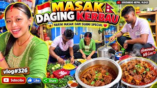 #vlog326 😋 MASAK DARI SUAMI DAGING KERBAU CAMPUR LABU KUNING 😱 #cooking #food #khushboo 