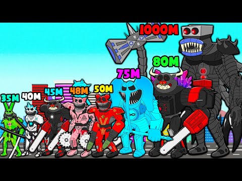 COMPARACIÓN DE TALLAS TODO POPPY PLAYTIME CRIATURAS! CIBORGOS MUSCULAR GORDA ZOMBIS Animación