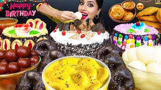 ASMR Eating Rasgulla,Gulab Jamun,Rasmalai,Chocolate Ice Cream Cake ASMR Eating Mukbang Challenge