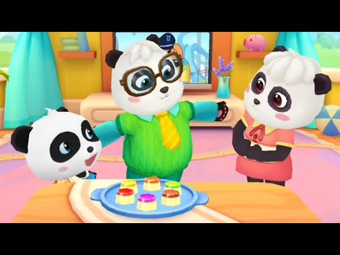 BAYI PANDA KIKI & IBU KIKI MEMBUAT PUDING YANG LEZAT UNTUK AYAH KIKI | RUMAH BERMAIN PANDA | BABYBUS