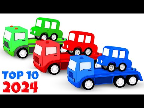 Top 10 dos quatro carros coloridos! Desenho animado infantil. Desenhos animados