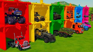 TRANSPORTING MONSTER TRUCKS, MILITARY VEHICLES & POLICE CARS  WITH BIG TRUCKS!  Farming Simulator 22