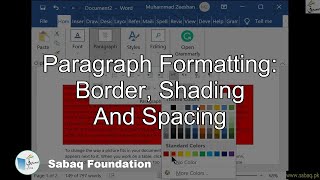 Paragraph Formatting: Border, Shading And Spacing