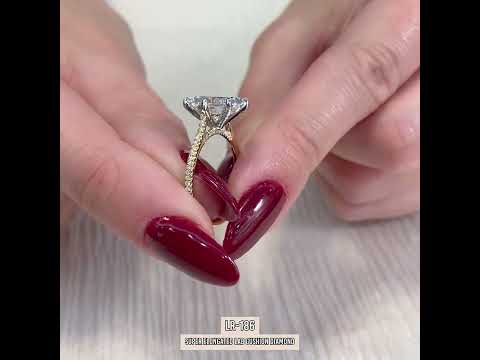 Lab Cushion Cut Diamond Pave Prong Engagement Ring