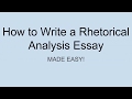 Rhetorical Analysis Essay Essentials