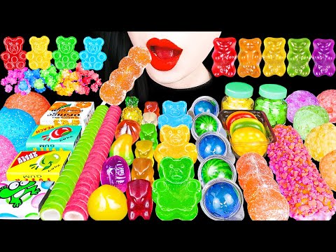 ASMR RAINBOW DESSERTS 무지개 하리보, 다양 스낵젤리 먹방 HARIBO KOHAKUTO FRUITS JELLY SNACK EATING SOUNDS MUKBANG