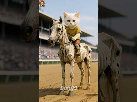 White Kitten Mocked for Weak Horse, Trains Hard and Wins the Race | Inspiring Story  #cute #dulu19
