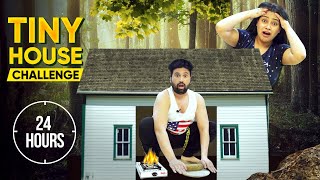 Living in Tiny🏕👪 House for 24hrs  #24hourschallengevideo #24hrstinyhousechallenge #funny #comedy