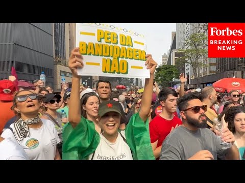 YouTube video thumbnail: Protesters Take The Streets Of Brazil To Rally Against Amnesty Bill For Jair Bolsonaro
