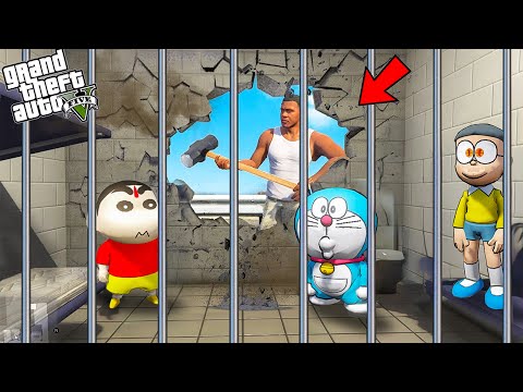 GTA V : Franklin Break The Jail Wall To Save Shinchan And Doraemon From Jail In GTA 5 Telugu |#gta5