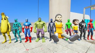 GTA 5 SPIDERMAN Water Slides RAGDOLLS - Spiderman, Hulk, Iron man,  (Euphoria Ragdolls)