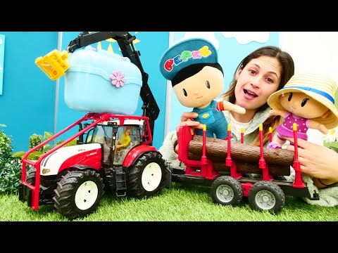 Ayşe, Pepee ve Bebe yürüyüşe çıktılar ve yorulunca traktöre bindiler! Oyun videosu