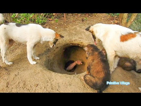 Primitive Village building high security secret underground bamboo room to protect from(Top 2 full )