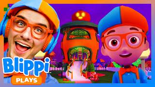 Blippi Explores The PUMPKIN Playhouse 🎃 BEST OF BLIPPI PLAYS ROBLOX! | Gaming Videos for Kids