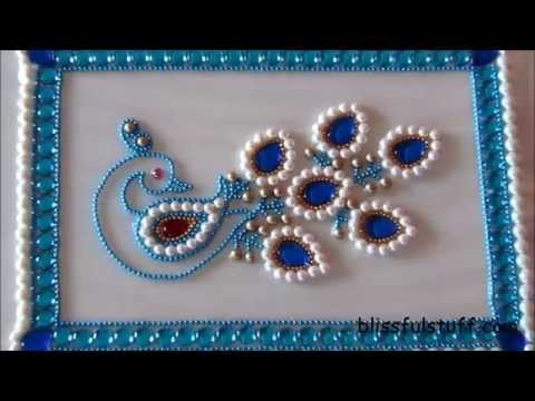 DIY-Beautiful Kundan Peacock Rangoli,Peacock rangoli motif,How to make peacock rangoli
