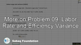 More on Problem 09: Labor Rate and Efficiency Variance