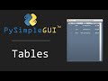 Using Tables in PySimpleGUI Applications
