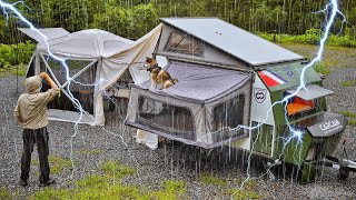 ⚡Luxury RV with 2 Bedrooms & Living Room, Air Conditioning… Heavy Rain Camping