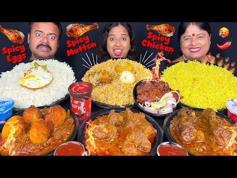 HOME FOOD vs STREET FOOD EATING CHALLENGE Spicy Mutton Curry, Biriyani, Chicken Curry Eggs,Ice cream