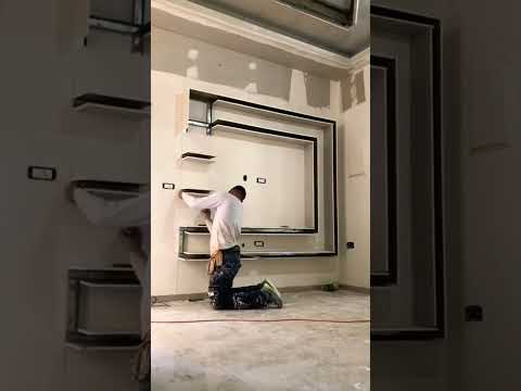 Centro de entretenimiento moderno en sistema DRYWALL ✅️✨️#drywaller #drywall #cellingdecoration