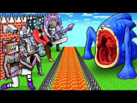 SURVIVAL BASE of SONIC TAPES SEA EATER MONSTER and TV WOMAN vs SKIBIDI TOILET in MINECRAFT animation