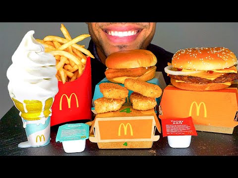 ASMR MCDONALD'S ICE CREAM CONE CHEESY QUARTER POUNDER CHICKEN NUGGETS FRIES FISH FILLET *BIG BITES*