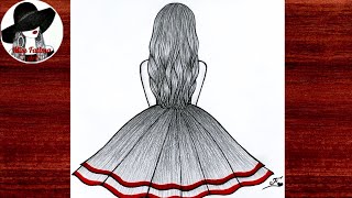 Very Easy Girl Drawing | Girl Drawing Step By Step | Easy Girl Backside Drawing