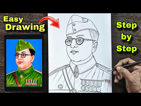 How to draw Netaji Subhas Chandra Bosh /Subhas chandra bosh drawing tutorial | republic day drawing