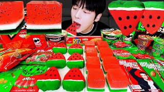 ASMR MUKBANG | 수박 디저트 아이스크림 탕후루 딸기 수박젤리 먹방 & 레시피 DESSERT ICE CREAM WATERMELON TANGHULU