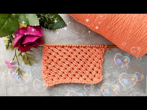 Ажурная сеточка спицами. Простой, но интересный узор. Подробный МК.