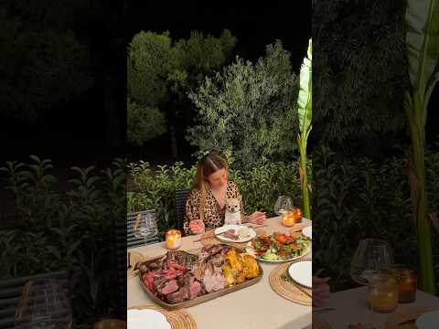 Grilled meat dinner & grilled vegetables